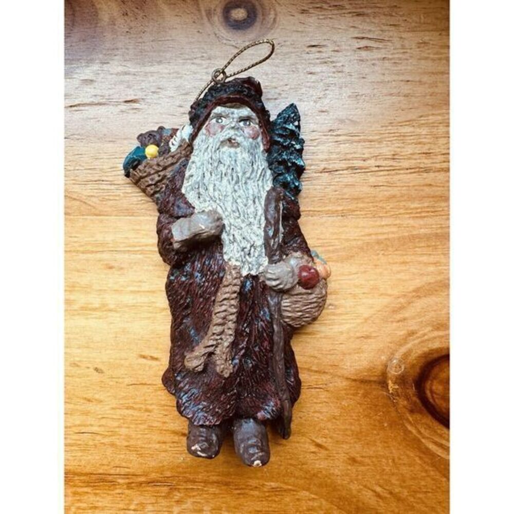 VTG Christmas Ornament Santa Noel St Nicholas W/Bag Of Toys Tree Fruit‎ Basket